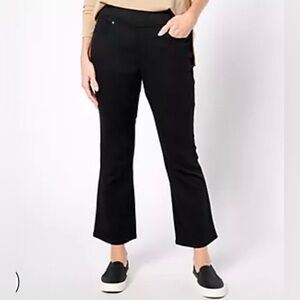New Belle by Kim Gravel Reg Black TripleLuxe Twill Kick Flare pants / size 16